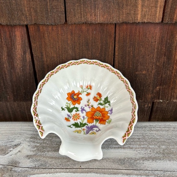 Other - French shell dish with orange floral pattern.